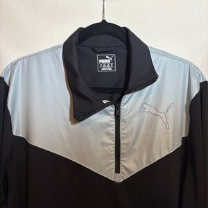 Puma Black and Gray Half-Zip Pullover Windbreaker Vintage Retro